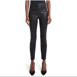 Mother Denim Swooner Ankle Jean - Waxed black denim